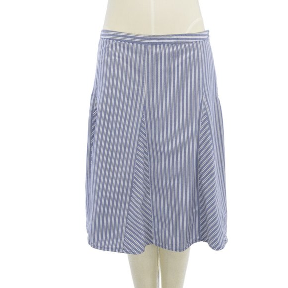 Merona Blue & White Striped A-Line Lined Skirt (8) - Picture 1 of 3